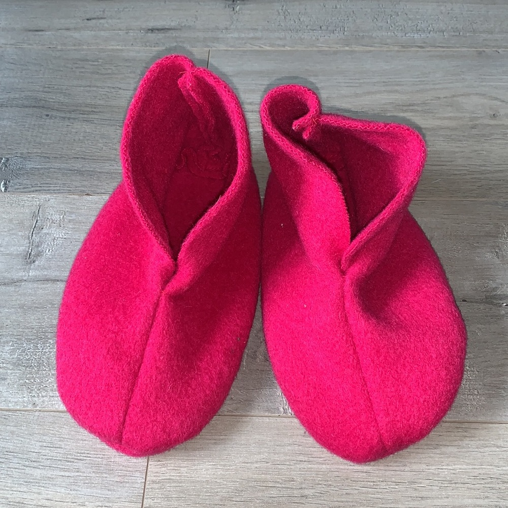 Wool Hot Pink Slip On Slipper Booties Small (6/7) - Picture 3 of 4